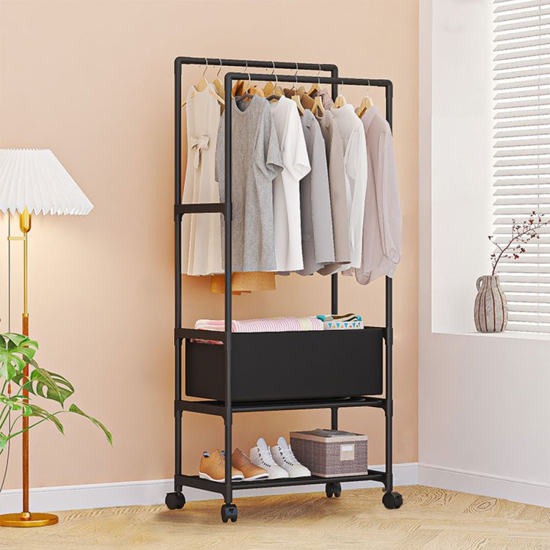 Living and Home Double Rod Metal Clothes Rack on Wheels 57.5cm W