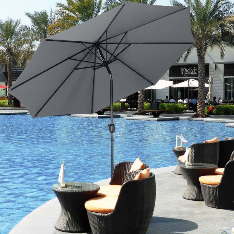 Living and Home 3M Large Rotating Patio Parasol for Outdoor Sunshade and Rain
