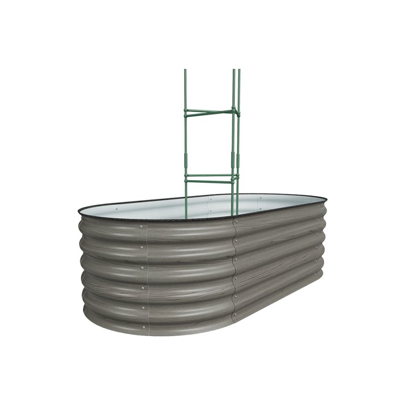 Living and Home 160cm W Outdoor Galvanized Steel Grey Raised Garden Bed with Green Trellis