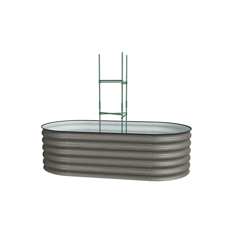 Living and Home 160cm W Outdoor Galvanized Steel Grey Raised Garden Bed with Green Trellis