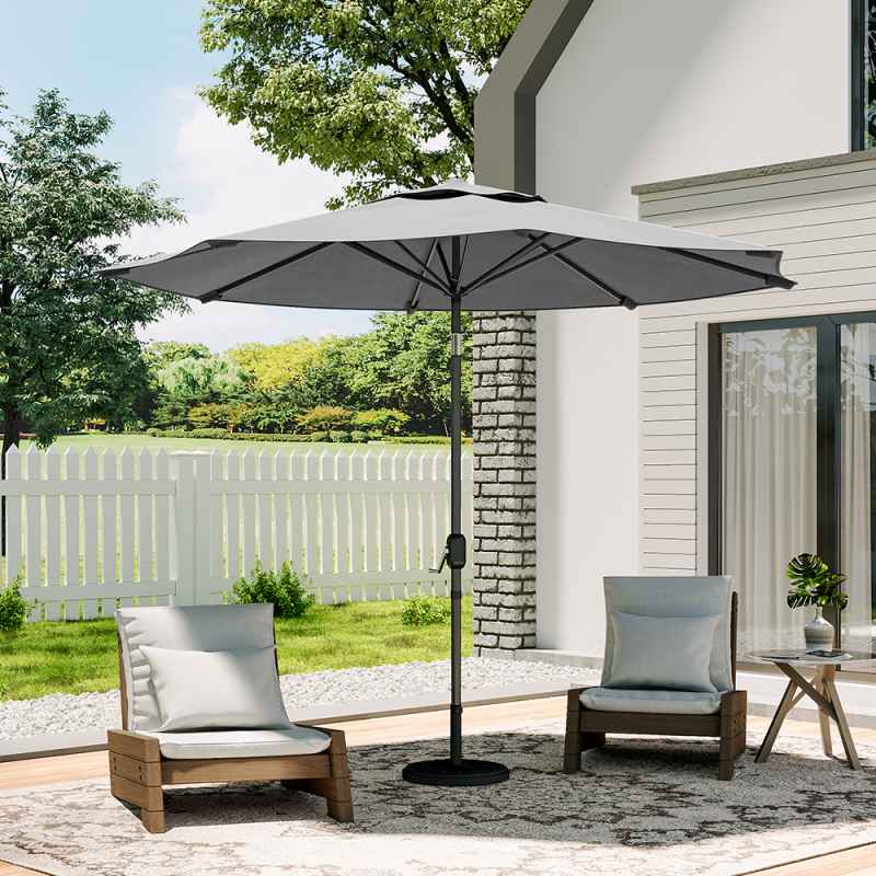 Tempered Glass Garden Coffee Table with Parasol Hole + 3M Rotating Patio Parasol Bundle