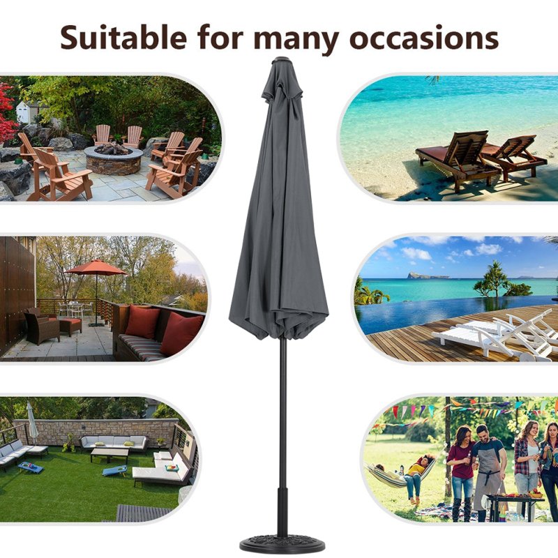 Tempered Glass Garden Coffee Table with Parasol Hole + 3M Rotating Patio Parasol Bundle
