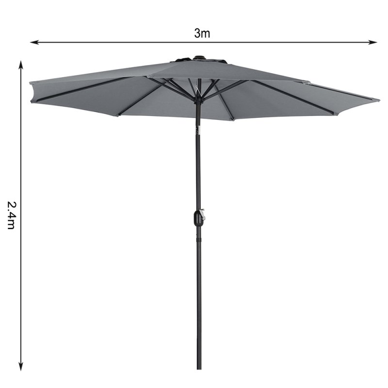 Tempered Glass Garden Coffee Table with Parasol Hole + 3M Rotating Patio Parasol Bundle