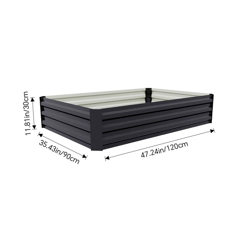 Living and Home 30cm H Rectangular Flower Bed Galvanised Steel Raised Garden Bed, Easy Assembly, Anthracite