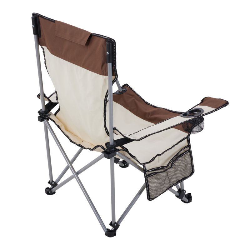 Living and Home Outdoor 2-In-1 Foldable Camping Chair with Footrest, Lounge Chair, Beige