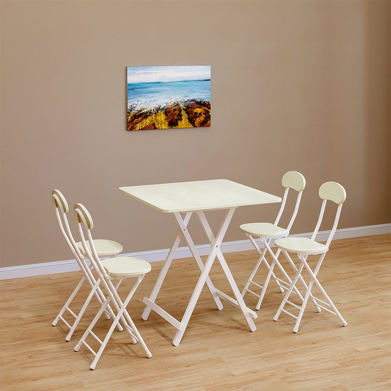 Living and Home 70cm Folding Dining Table and 4 Chairs Space Saving Kitchen Table Chairs Set