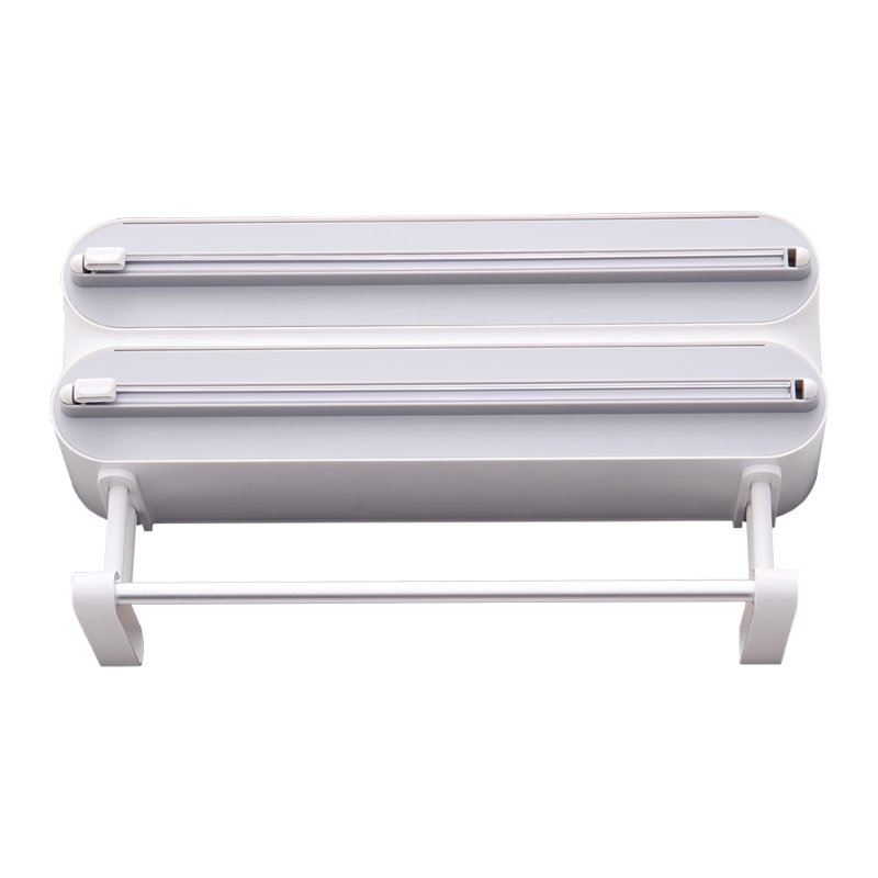Living and Home Dual-Layer Magnetic Plastic Wrap Dispenser with Cutter