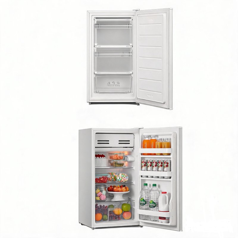 2pcs Fridge & Freezer Combo Set – 93L Fridge + 60L Upright Freezer, Freestanding, White