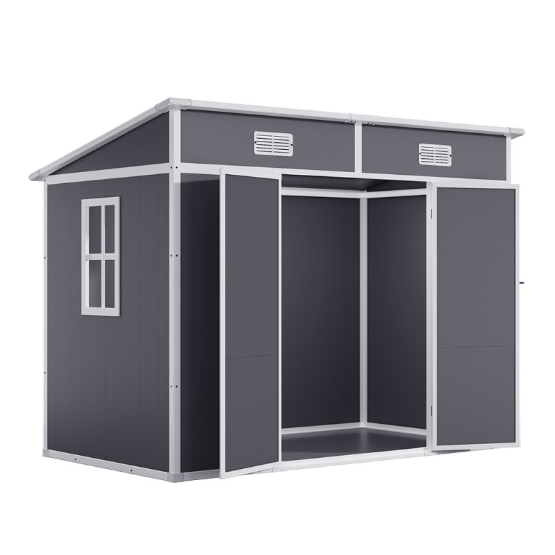 Living and Home 8x4FT Outdoor Plastic Garden Storage Shed, Grey