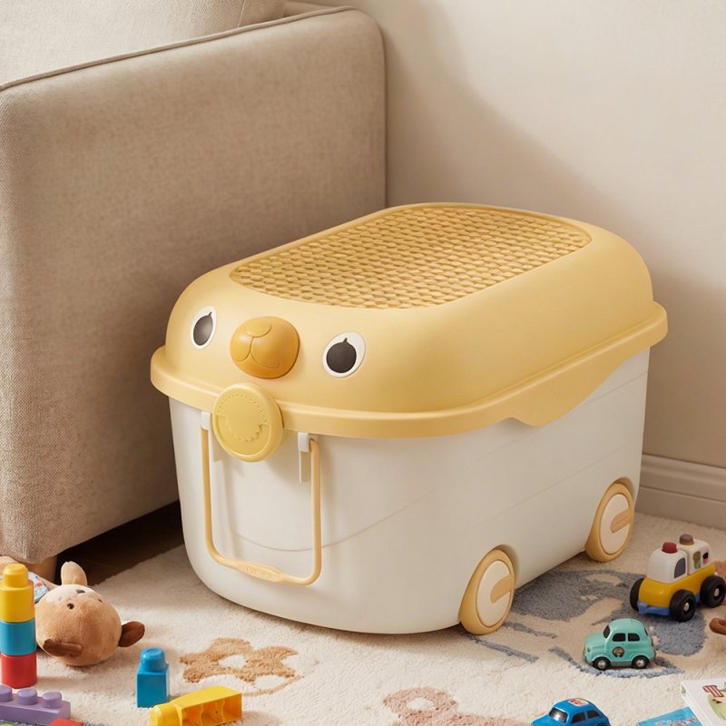 Living and Home Kids Toy Storage Box Trolley with Lid and Wheels
