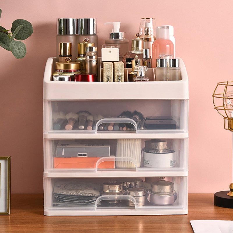 Living and Home Plastic Makeup Organizer with 3 Drawers, Cosmetic Organizer, 27.5cm W x 20cm D x 31cm H