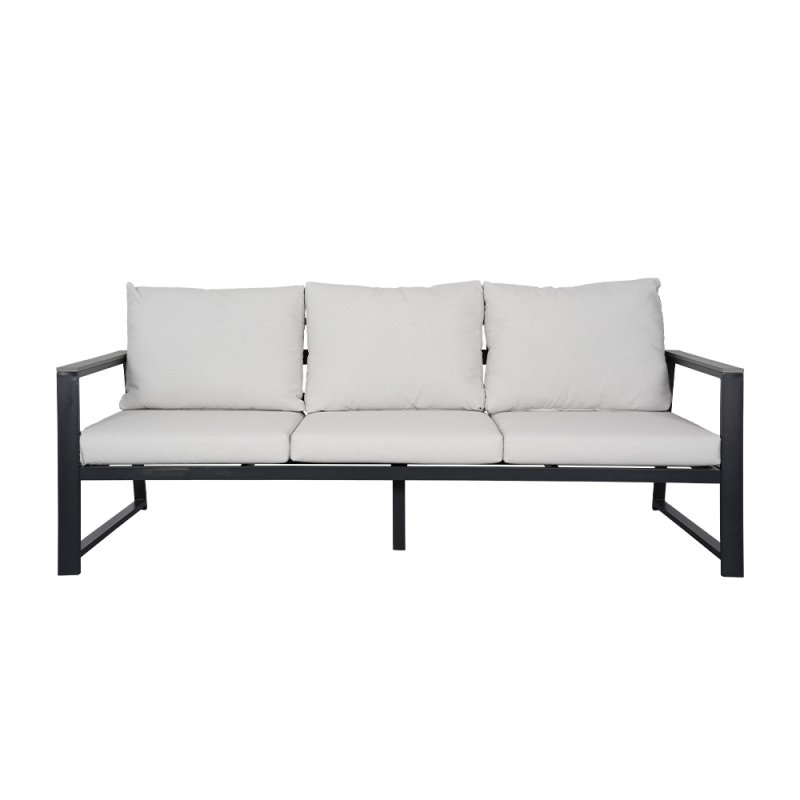 Living and Home 4 Piece Aluminium Outdoor Sofa Set with Glass Table Garden Furniture