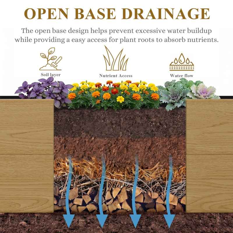 Living and Home 102cm W Rectangular Plastic Wood-Grain Raised Garden Bed Planter