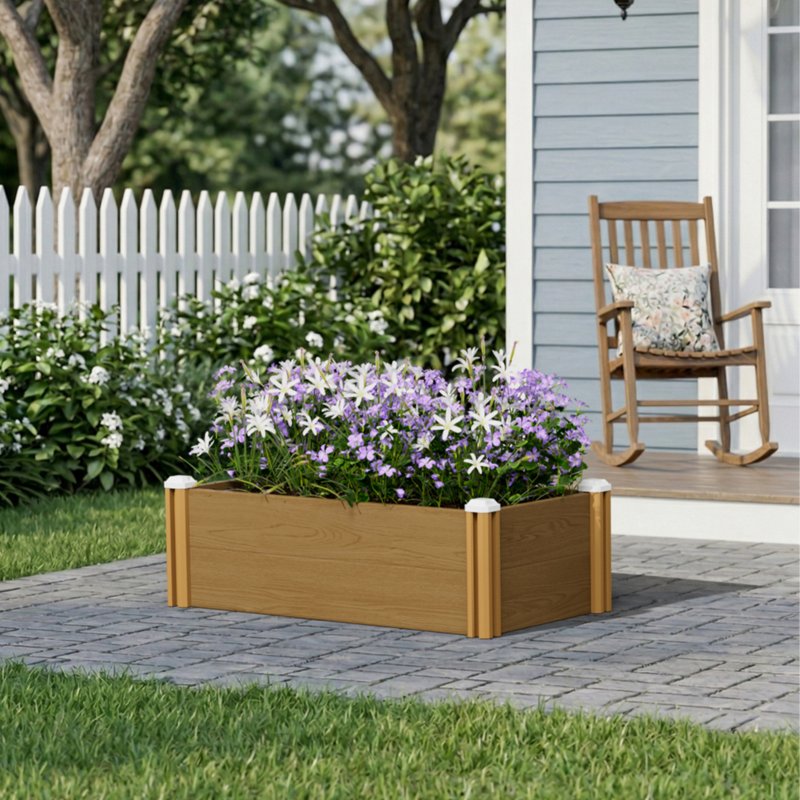 Living and Home 102cm W Rectangular Plastic Wood-Grain Raised Garden Bed Planter