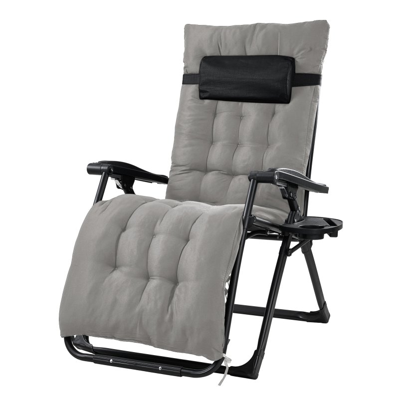 Living and Home Zero Gravity Outdoor Recliner with Seat Cushion & Headrest, Non-Slip Base Pads, 200kg Max Load, High-Quality Tear-Resistant Breathable Textilene Mesh