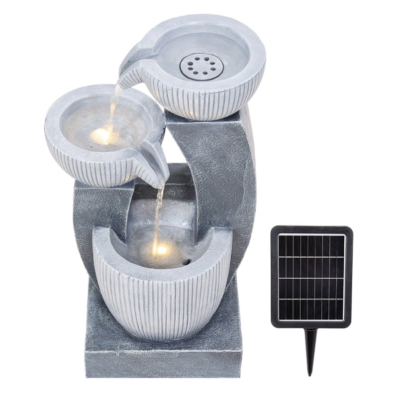 Living and Home 3-Tier Solar-Powered Water Fountain Outdoor Gardening Decor Water Feature with LED Lights