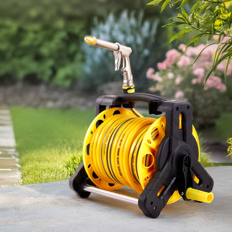 Living and Home 25m Portable Garden Watering Hose Reel Set