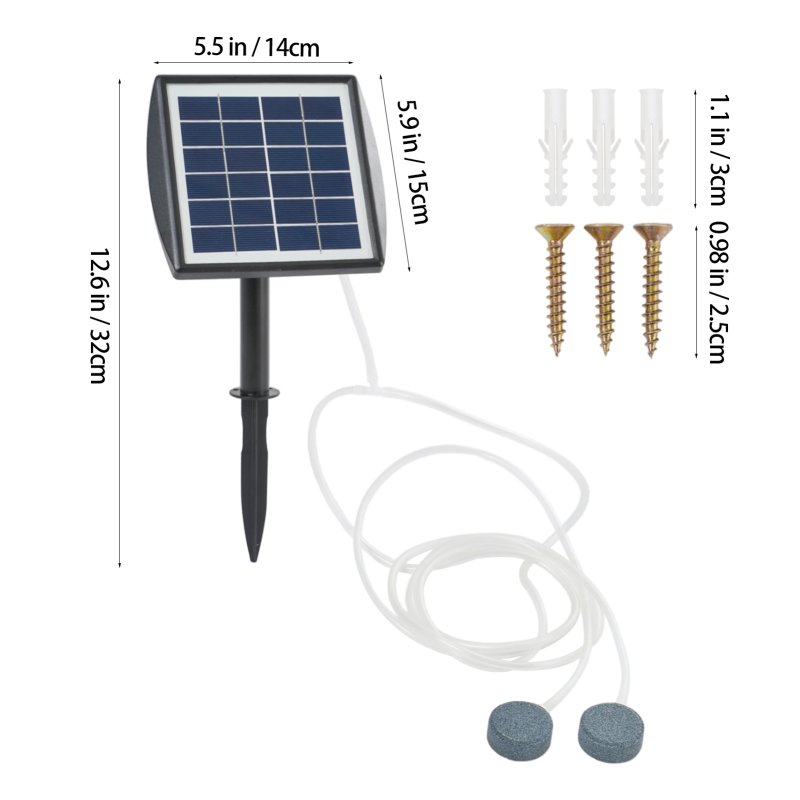 Living and Home Portable Solar Aerator with Dual Air Stones