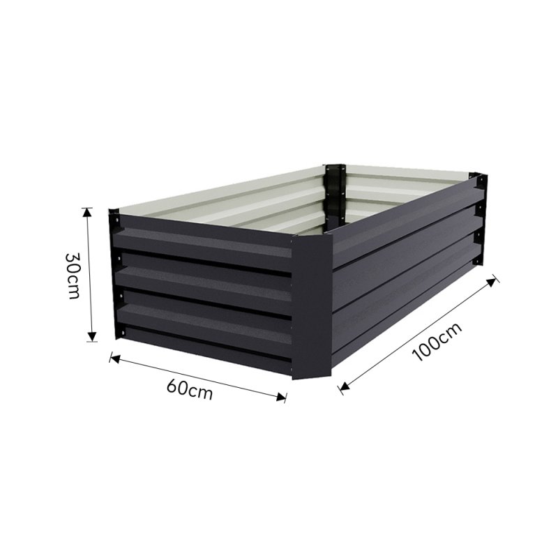 Living and Home Galvanised Steel Raised Garden Bed Rectangular Planter Box for Flowers, Herbs & Vegetables, 100cm W x 60cm D x 30cm H