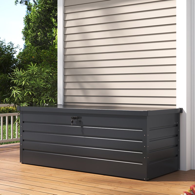 Living and Home 600L Metal Outdoor Waterproof Garden Storage Box Lockable, Anthracite
