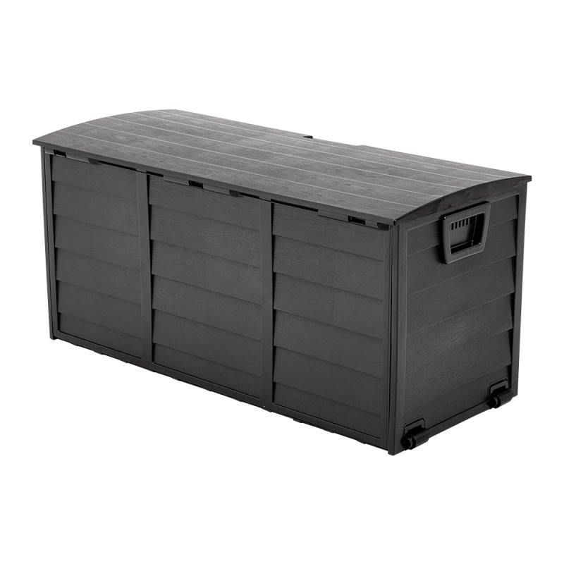 Living and Home 290L Waterproof Garden Storage Box Outdoor Storage Deck Box with Wheels, Black