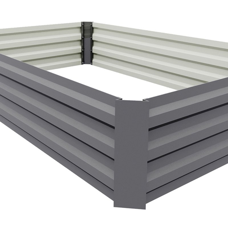 Living and Home 120cm W x 90cm D x 30cm H Galvanised Steel Raised Garden Bed Rectangular Planter Raised Bed, Grey