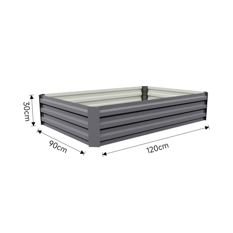 Living and Home 120cm W x 90cm D x 30cm H Galvanised Steel Raised Garden Bed Rectangular Planter Raised Bed, Grey