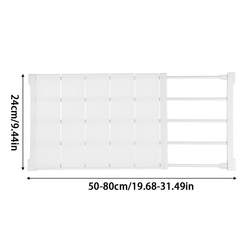 Living and Home White Expandable Closet Tension Shelf Rod and Storage Layer Dividers, 50 W x 25 D (cm)