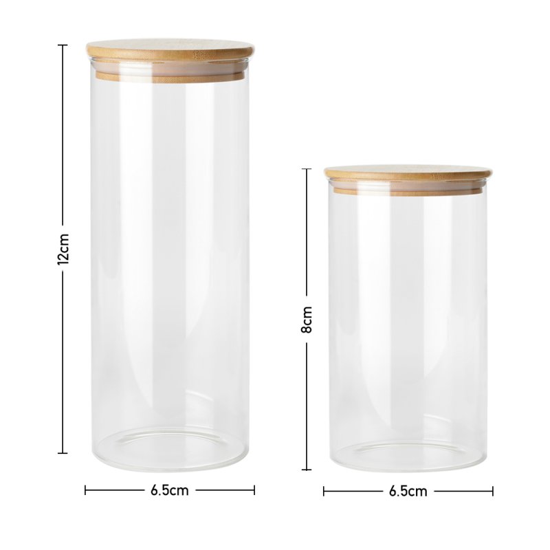 Living and Home 10pcs Glass Storage Jar Set with Bamboo Lids