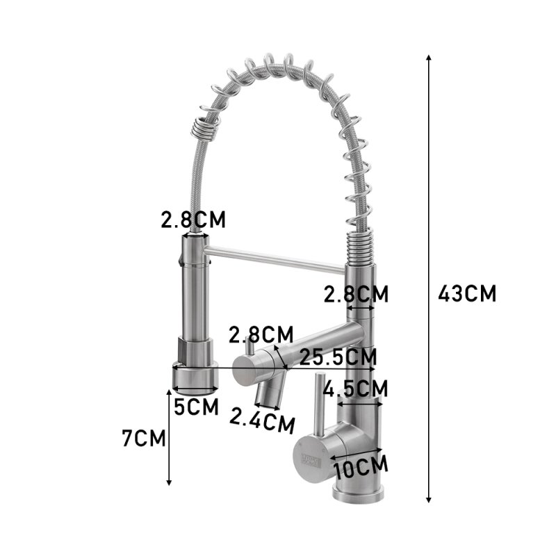Living and Home Stainless Steel Kitchen Faucet with Pull Down Spring Spout and Pot Filler