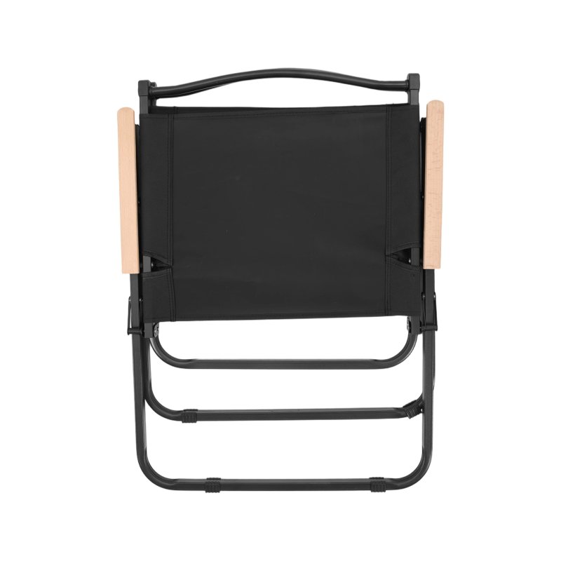 Living and Home 95cm Portable Folding Camping Table & Chair Set, 95cm Black Roll-Top Table + 4 Kermit Chairs with Wood Armrests, Outdoor Picnic Furniture with Carry Bag