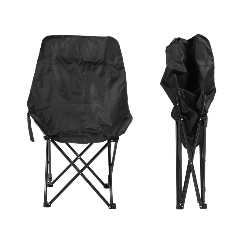 Living and Home 120cm Portable Folding Camping Table & Chair Set, 120cm Black Roll-Top Table + 6 High-Back Moon Chairs, Outdoor Picnic Furniture with Carry Bag