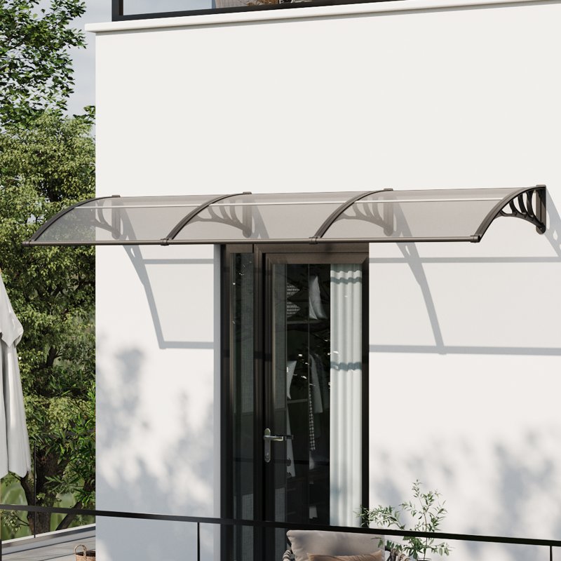 Living and Home Outdoor Door Canopy Window Awning with Drainage Channel, 300cm (W) x 100cm (D) x 28cm (H)