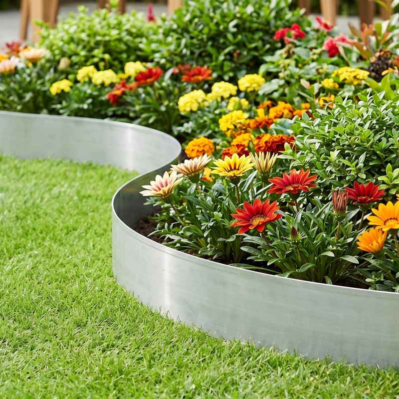 Living and Home Silver Metal Garden Edging, 5m L x 14cm H
