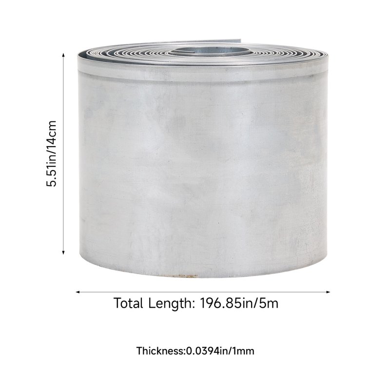 Living and Home Silver Metal Garden Edging, 5m L x 14cm H