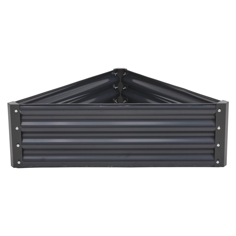 Living and Home Triangular Galvanised Steel Raised Garden Bed Dark Grey, 93.5cm W x 80cm D x 29cm H