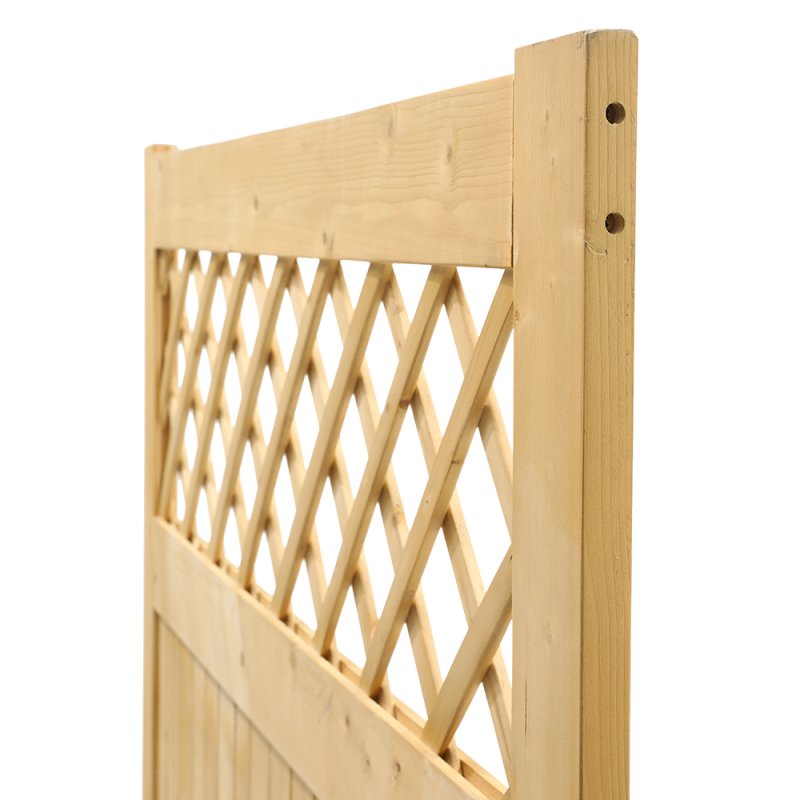 Living and Home Rhombus Garden Wood Fence Gate, Multi Size Options Outdoor Privacy Wooden Garden Gate with Hinges & Latch Hardware