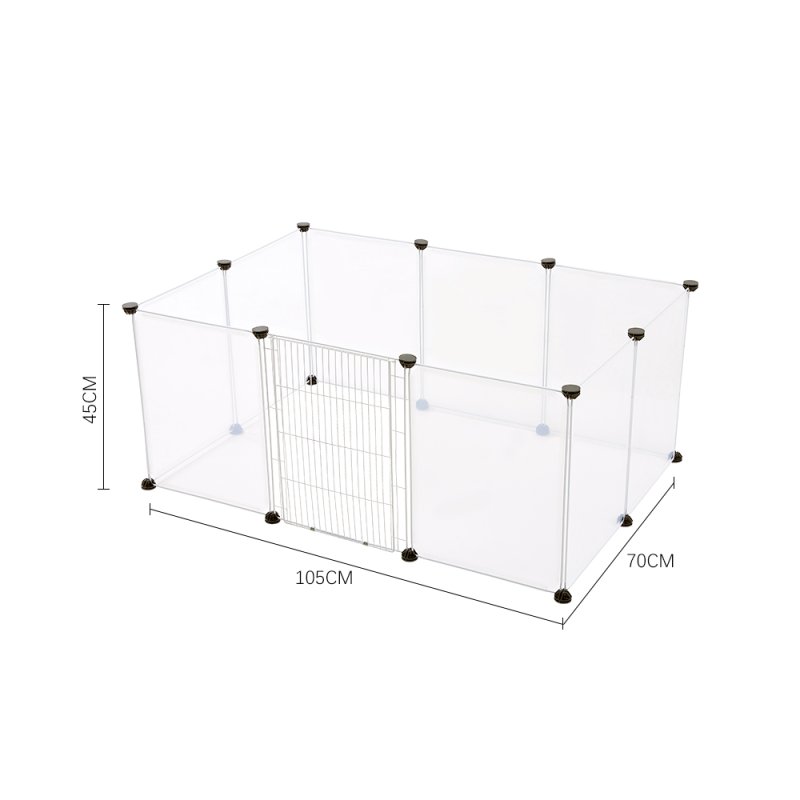 Living and Home 10 Panels Portable Clear Pet Playpen Fence with Door, 105cm (W) x 70cm (D) x 45cm (H)