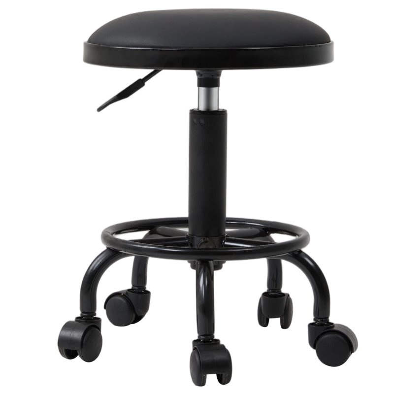 Living and Home Height-Adjustable PU Leather Round Salon Rolling Stool