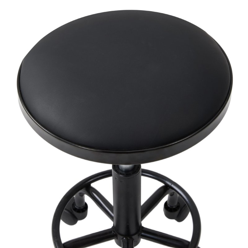 Living and Home Height-Adjustable PU Leather Round Salon Rolling Stool