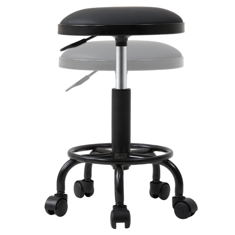 Living and Home Height-Adjustable PU Leather Round Salon Rolling Stool