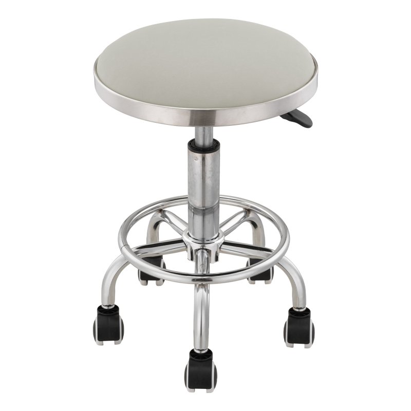 Living and Home Height-Adjustable PU Leather Round Salon Rolling Stool