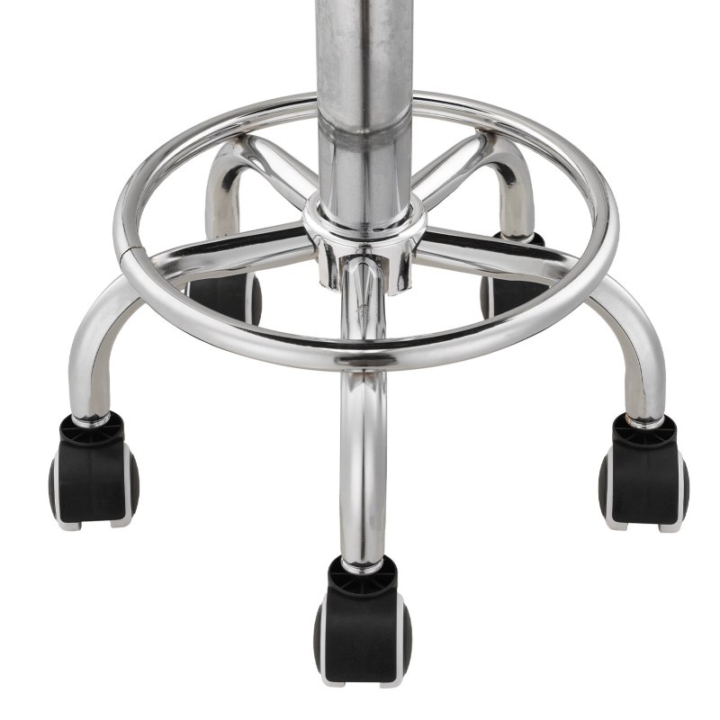 Living and Home Height-Adjustable PU Leather Round Salon Rolling Stool