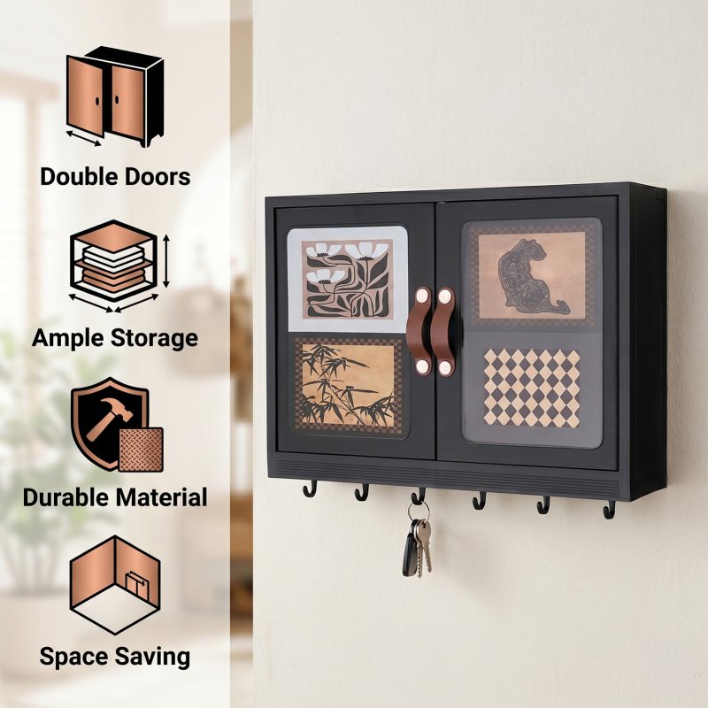 Living and Home Foldable Wall-Mounted Bathroom Storage Cabinet with Doors