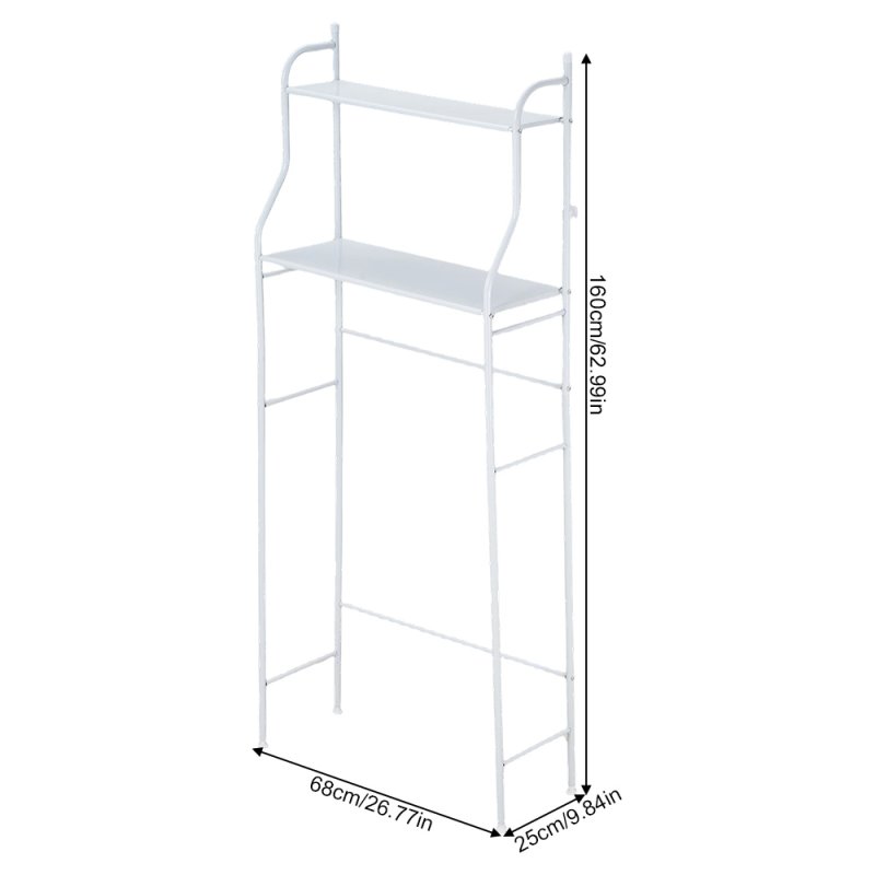 Living and Home 2-Tier Freestanding Over Toilet Storage Rack, 68cm W x 25cm D x 160cm H