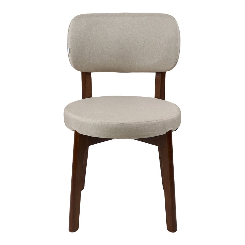 Living and Home 2Pcs Beige Upholstered Dining Chairs, Walnut Rubber Wood Frame Kitchen Side Chairs