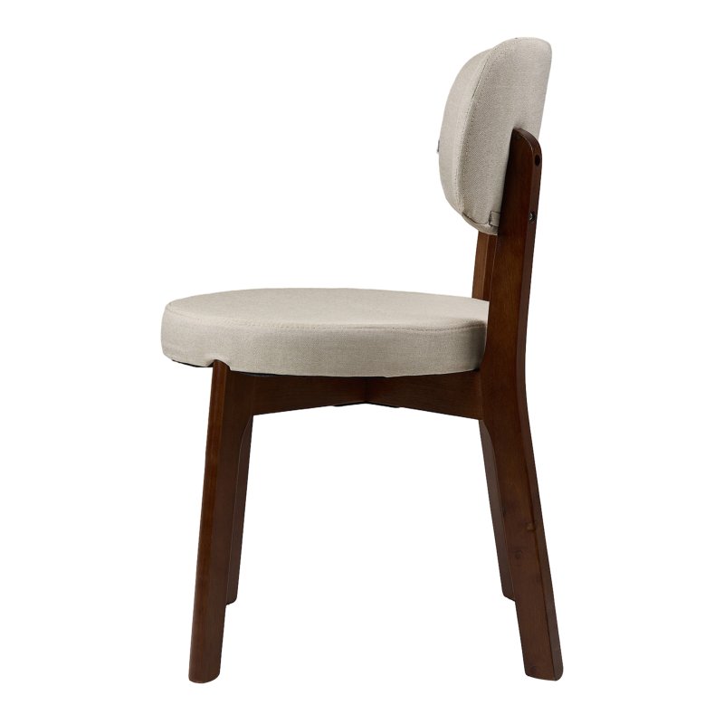 Living and Home 2Pcs Beige Upholstered Dining Chairs, Walnut Rubber Wood Frame Kitchen Side Chairs