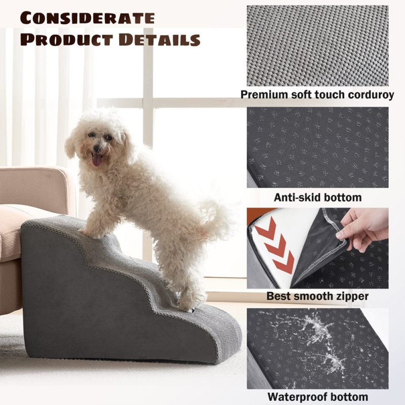 Living and Home Non-Slip Pet Steps with Removable Cover