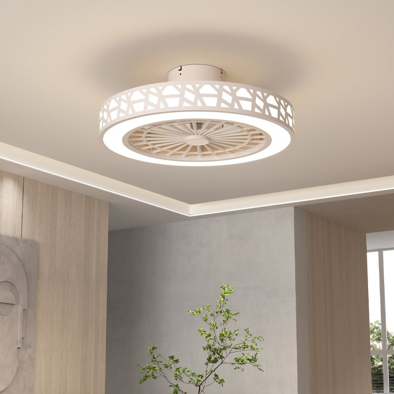 Living and Home Dia 50cm Round Acrylic Ceiling Mount LED Fan Light with Remote Controller, White