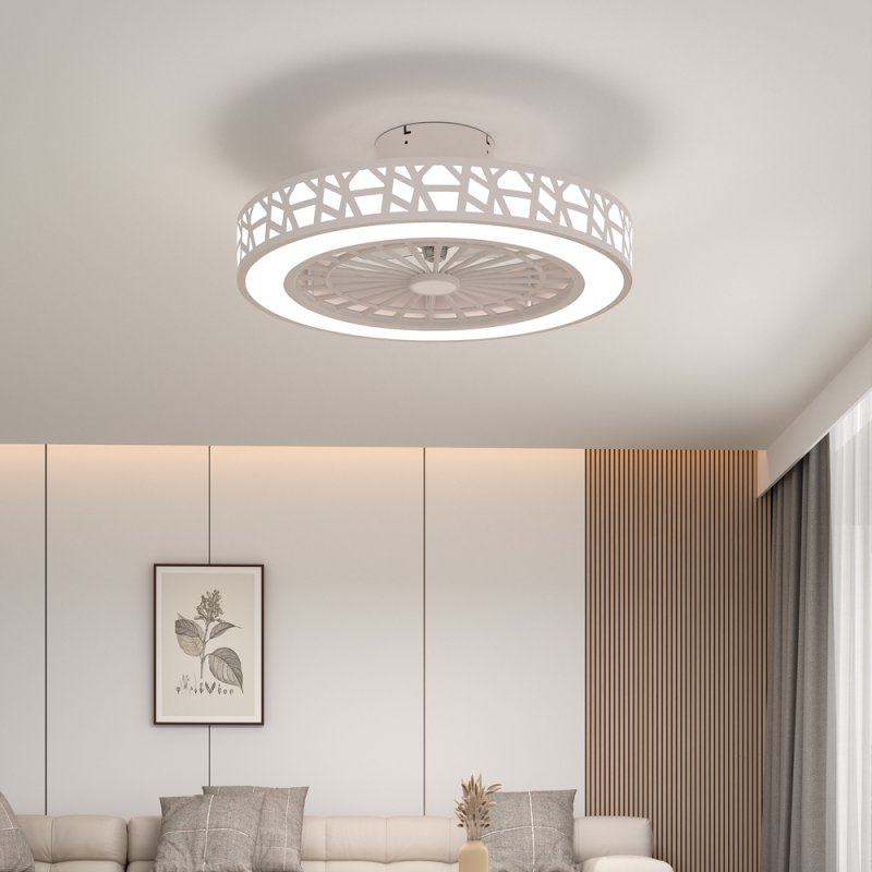 Living and Home Dia 50cm Round Acrylic Ceiling Mount LED Fan Light with Remote Controller, White